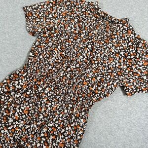 BTFBM Midi Dress Womens Small Brown Orange‎ Cottagecore Autumn Floral Tiered